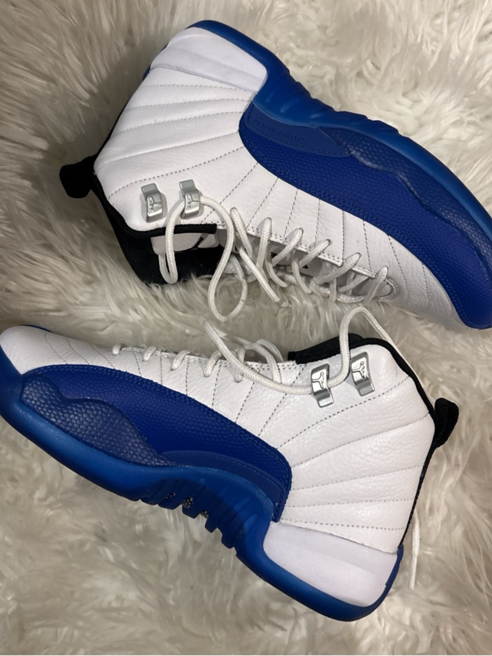 Jordan Kids White and Blue High-Top Basketball Sneakers